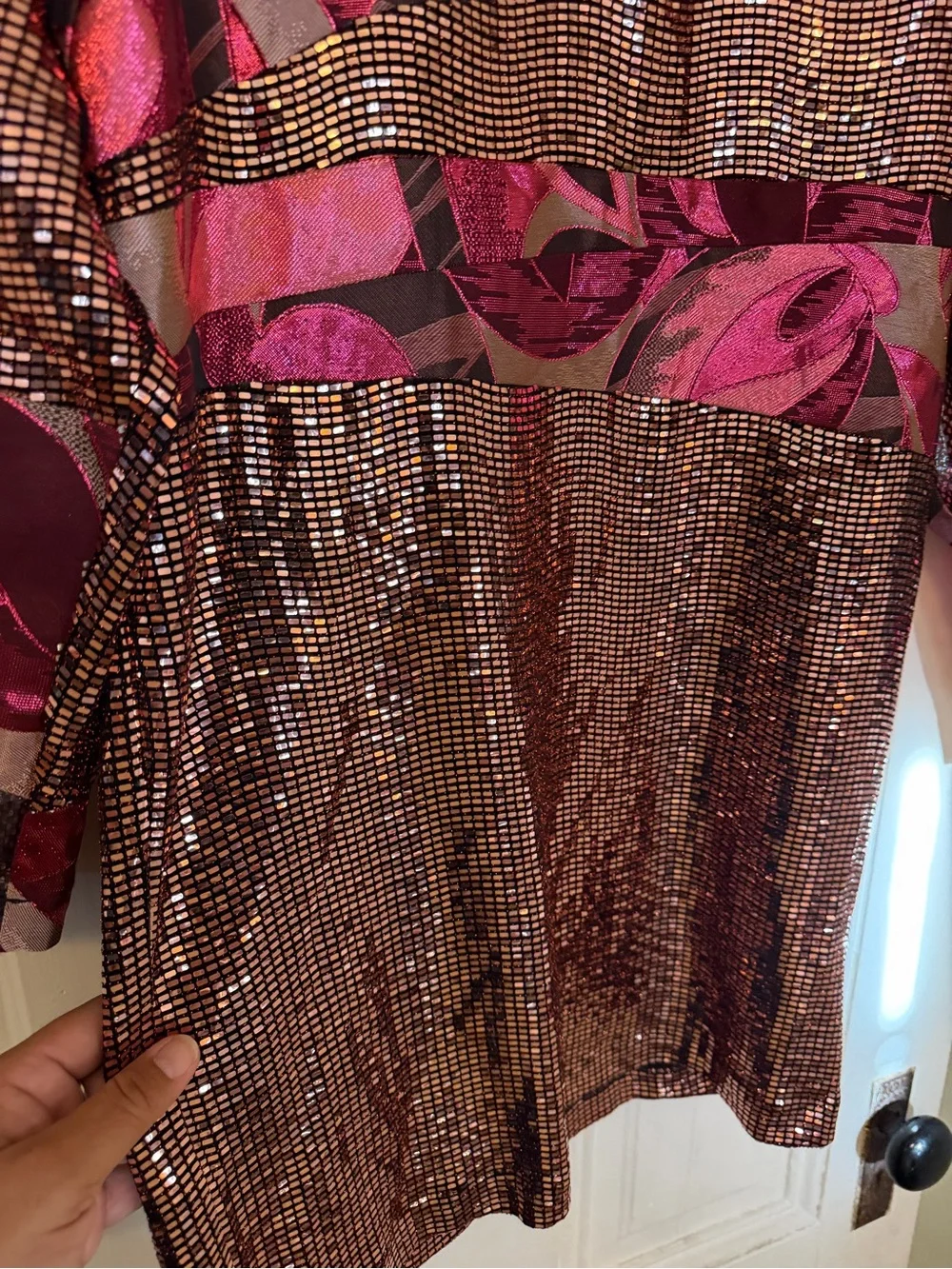 Stunning custo Barcelona patchwork Sequin dress in rose gold and Pink size 6 nwt